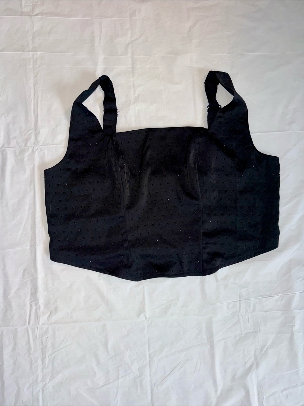 wild fable Black Sleeveless Crop Top with Rhinestones